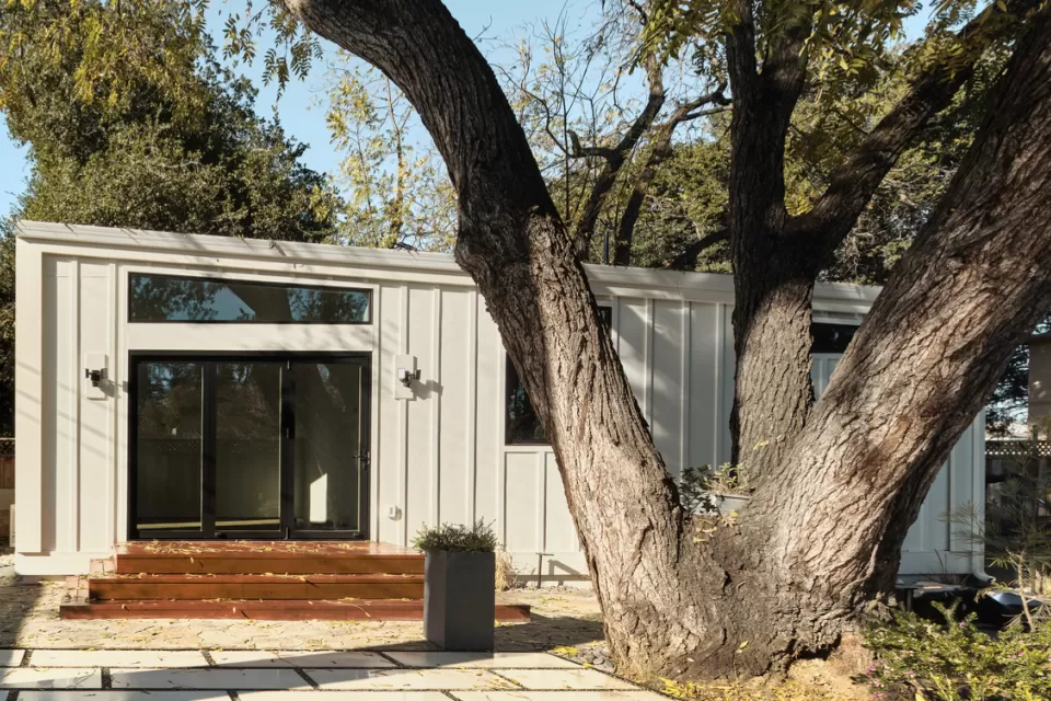 Rendering of shipping container-like ADU unit pre-approved by the city of Los Angeles